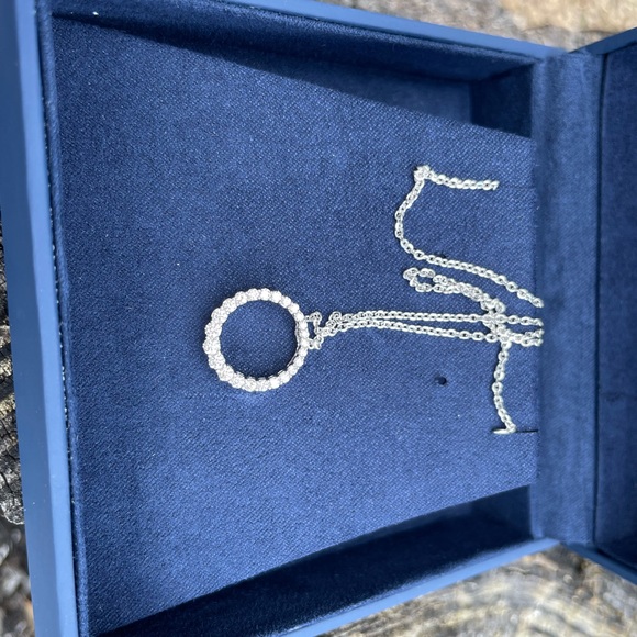 White Gold and Diamond Circle Necklace - Picture 4 of 5